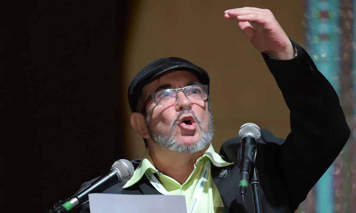 Ex comandante de las FARC en un evento de campaña electoral en Cauca, Colombia